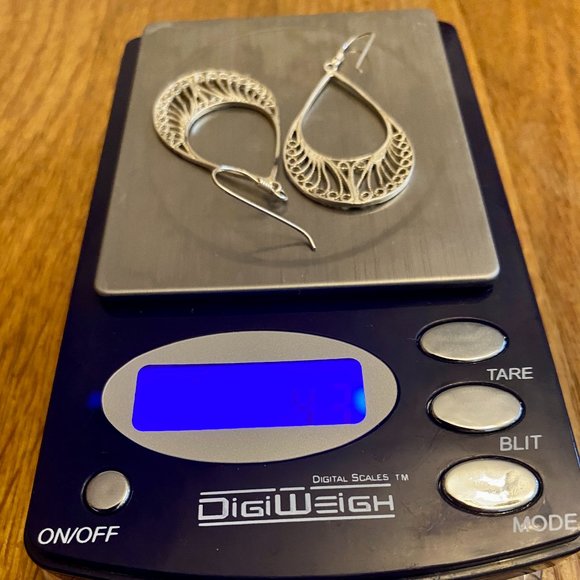 Sterling Silver 925 Teardrop Shaped Dangle Earrings - Picture 4 of 4